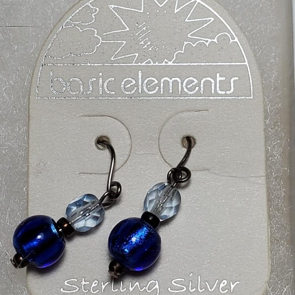 EARRINGS Sterling Silver Blue White Dangle Hook Valentines NWT Jewelry Box - Picture 3 of 6